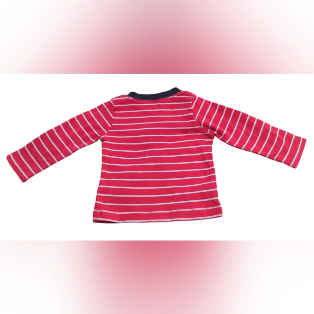 Child Of Mine Made By Carter's Red Striped Baby Shirt Size 6-9 Months.